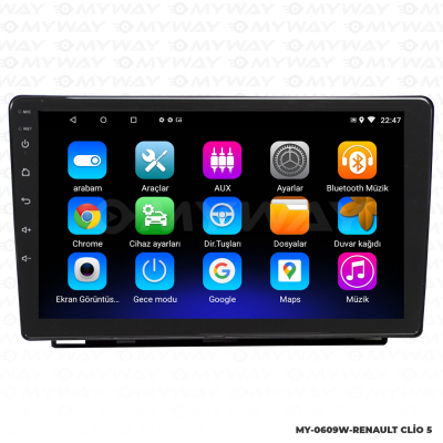 RENULT CLİO 5 ANDROİD 12 MULTİMEDYA KABLOSUZ CARPLAY NAVİGASYON EKRAN TEYP - MYWAY MY-0609W