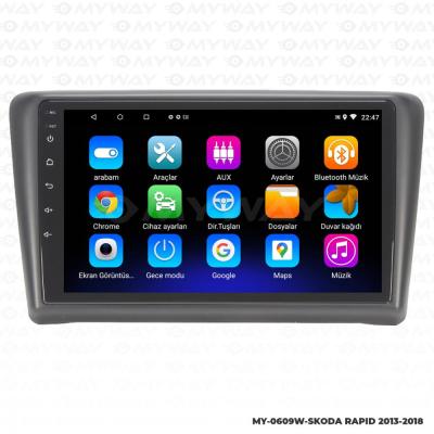 SKODA RAPİD ANDROİD 12 MULTİMEDYA KABLOSUZ CARPLAY NAVİGASYON EKRAN TEYP - MYWAY MY-0609W
